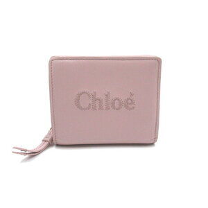 Chloe round bi fold wallet leather pink